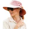 imageFURTALK Sun Hats for Women Ponytail UPF 80 Beach Summer Hat Wide Brim Packable Cowboy HatPink