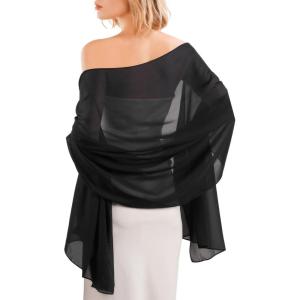 imageFURTALK Chiffon Shawl Wraps for Women Evening Dresses Soft Scarf Formal Wedding Bridal ScarvesBlack