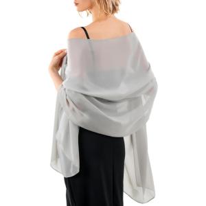 imageFURTALK Chiffon Shawl Wraps for Women Evening Dresses Soft Scarf Formal Wedding Bridal ScarvesGrey