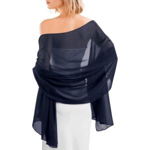 imageFURTALK Chiffon Shawl Wraps for Women Evening Dresses Soft Scarf Formal Wedding Bridal ScarvesNavy