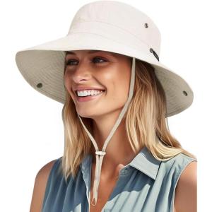 imageFURTALK Sun Hats for Women Ponytail UPF 80 Beach Summer Hat Wide Brim Packable Cowboy HatBeige