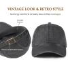 imageFURTALK Unisex Vintage Cotton Washed Distressed Baseball Caps Unstructured Low Profile Adjustable Dad HatBlack