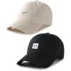 imageFURTALK Smile Face Baseball Cap for Women Men Adjustable Unstructured Washed Low Profile Baseball HatBlackbeige