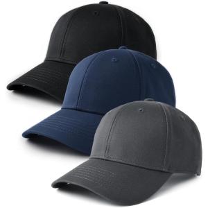 imageFURTALK Mens Structured Baseball Cap Adjustable Washed Cotton Golf Dad Hat Plain Classic Hats for MenBlackgreynavy