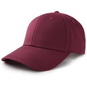 imageFURTALK Mens Structured Baseball Cap Adjustable Washed Cotton Golf Dad Hat Plain Classic Hats for MenWine Red