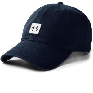 imageFURTALK Smile Face Baseball Cap for Women Men Adjustable Unstructured Washed Low Profile Baseball HatNavy