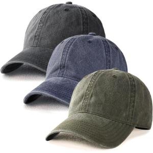 imageFURTALK Unisex Vintage Washed Cotton Baseball Cap Low Profile Adjustable Dad HatBlackgreennavy