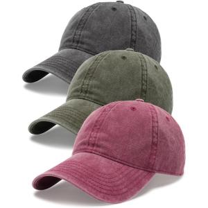 imageFURTALK Unisex Vintage Washed Cotton Baseball Cap Low Profile Adjustable Dad HatBlackgreenwine Red