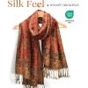 imageFURTALK Reversible Paisley Pashmina Shawl Wraps for Women Soft Exotic Indian Rave Scarf for Evening Dress Festival Scarves07jujube Red