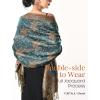 imageFURTALK Reversible Paisley Pashmina Shawl Wraps for Women Soft Exotic Indian Rave Scarf for Evening Dress Festival ScarvesEmerald Blue