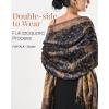imageFURTALK Reversible Paisley Pashmina Shawl Wraps for Women Soft Exotic Indian Rave Scarf for Evening Dress Festival ScarvesNavy