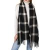 imageFURTALK Winter Scarf for Women Shawl Cashmere Feel Tassel Plaid Large Oversized Scarves WrapsBlack