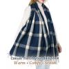 imageFURTALK Winter Scarf for Women Shawl Cashmere Feel Tassel Plaid Large Oversized Scarves WrapsNavy Blue