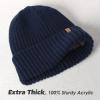 imageFURTALK Beanie for Men Women Thick Winter Unisex Cuffed Beanie Knit Hats Soft Warm Ski HatsNavy