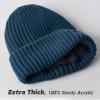 imageFURTALK Beanie for Men Women Thick Winter Unisex Cuffed Beanie Knit Hats Soft Warm Ski HatsNavy Blue