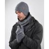 imageFURTALK Mens Winter Knit Beanie with Earflap Neck Warmer and Gloves Set Warm Fleece Lined Skull CapGrey