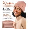 imageFURTALK Satin Lined Beanie for Women Men Knit Beanie Hat Acrylic Winter Hats Warm Slouchy Skull CapPink