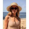 imageFURTALK Womens Wide Brim Sun Hat with Wind Lanyard UPF Summer Straw Sun Hats for WomenKhaki