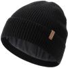 imageFURTALK Winter Hats for Men Women Fleece Lined Beanie Warm Cuffed Outdoor Skull CapBlack