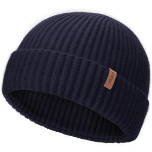 imageFURTALK Fisherman Beanie for Men Women Sytlish Short Cuff Knittet Watch Cap Winter HatsNavy