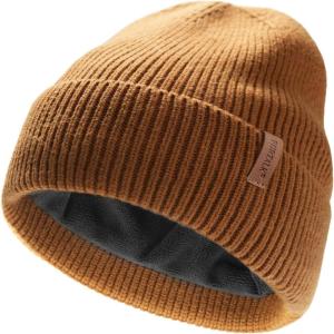 imageFURTALK Winter Hats for Men Women Fleece Lined Beanie Warm Cuffed Outdoor Skull CapCamel