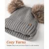imageFURTALK Fleece Lined Cute Winter Beanie Hats for Women Girls Warm Knit Hats with Double Faux Fur Pom PomsLight Greyfleece Lining
