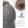 imageFURTALK Fleece Lined Cute Winter Beanie Hats for Women Girls Warm Knit Hats with Double Faux Fur Pom PomsLight Greyfleece Lining