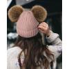 imageFURTALK Fleece Lined Cute Winter Beanie Hats for Women Girls Warm Knit Hats with Double Faux Fur Pom PomsPink