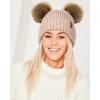 imageFURTALK Fleece Lined Cute Winter Beanie Hats for Women Girls Warm Knit Hats with Double Faux Fur Pom PomsPink