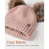 imageFURTALK Fleece Lined Cute Winter Beanie Hats for Women Girls Warm Knit Hats with Double Faux Fur Pom PomsPink