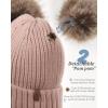 imageFURTALK Fleece Lined Cute Winter Beanie Hats for Women Girls Warm Knit Hats with Double Faux Fur Pom PomsPink