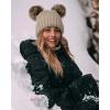 imageFURTALK Fleece Lined Cute Winter Beanie Hats for Women Girls Warm Knit Hats with Double Faux Fur Pom PomsSmoke Greyfleece Lining