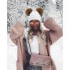 imageFURTALK Fleece Lined Cute Winter Beanie Hats for Women Girls Warm Knit Hats with Double Faux Fur Pom PomsWhitefleece Lining
