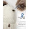 imageFURTALK Fleece Lined Cute Winter Beanie Hats for Women Girls Warm Knit Hats with Double Faux Fur Pom PomsWhitefleece Lining