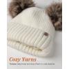 imageFURTALK Fleece Lined Cute Winter Beanie Hats for Women Girls Warm Knit Hats with Double Faux Fur Pom PomsWhitefleece Lining