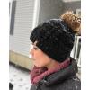 imageFURTALK Ponytail Beanies for Women Messy Bun Winter Hat with Tail Hole Warm Lined Knit Skull Beanie Outdoor Runner CapBlack