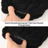 imageFURTALK Ponytail Beanies for Women Messy Bun Winter Hat with Tail Hole Warm Lined Knit Skull Beanie Outdoor Runner CapBlack