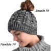 imageFURTALK Ponytail Beanies for Women Messy Bun Winter Hat with Tail Hole Warm Lined Knit Skull Beanie Outdoor Runner CapBlack Grey