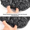 imageFURTALK Ponytail Beanies for Women Messy Bun Winter Hat with Tail Hole Warm Lined Knit Skull Beanie Outdoor Runner CapBlack Grey