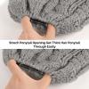 imageFURTALK Ponytail Beanies for Women Messy Bun Winter Hat with Tail Hole Warm Lined Knit Skull Beanie Outdoor Runner CapGrey