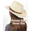 imageFURTALK Straw Cowboy Sun Hats for Women Men Western Cowgirl Hats with Wind Lanyard UPF 80 Beach HatBeige