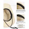 imageFURTALK Straw Cowboy Sun Hats for Women Men Western Cowgirl Hats with Wind Lanyard UPF 80 Beach HatBeige