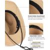 imageFURTALK Straw Cowboy Sun Hats for Women Men Western Cowgirl Hats with Wind Lanyard UPF 80 Beach HatKhaki
