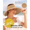 imageFURTALK Straw Sun Visor Hats for Women UPF 80 Wide Brim Pontytail Summer Beach HatsKhakibeige With Black