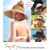 imageFURTALK Straw Sun Visor Hats for Women UPF 80 Wide Brim Pontytail Summer Beach HatsKhakibeige With Black