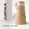 imageFURTALK Sun Visor Hats for Women Wide Brim Straw Visors Womens Foldable Beach Visors Summer Packable Ponytail Beach HatKhaki