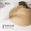imageFURTALK Sun Visor Hats for Women Wide Brim Straw Visors Womens Foldable Beach Visors Summer Packable Ponytail Beach HatKhaki