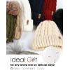 imageFURTALK Winter Beanie Knit Hat for Women Warm Fleece Lined with Faux Fur Pom Poms Womens Thick Ski Hats Knitted Skull CapBeige