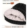 imageFURTALK Winter Beanie Knit Hat for Women Warm Fleece Lined with Faux Fur Pom Poms Womens Thick Ski Hats Knitted Skull CapBlack With Black Pom