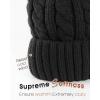 imageFURTALK Winter Beanie Knit Hat for Women Warm Fleece Lined with Faux Fur Pom Poms Womens Thick Ski Hats Knitted Skull CapBlack With Black Pom